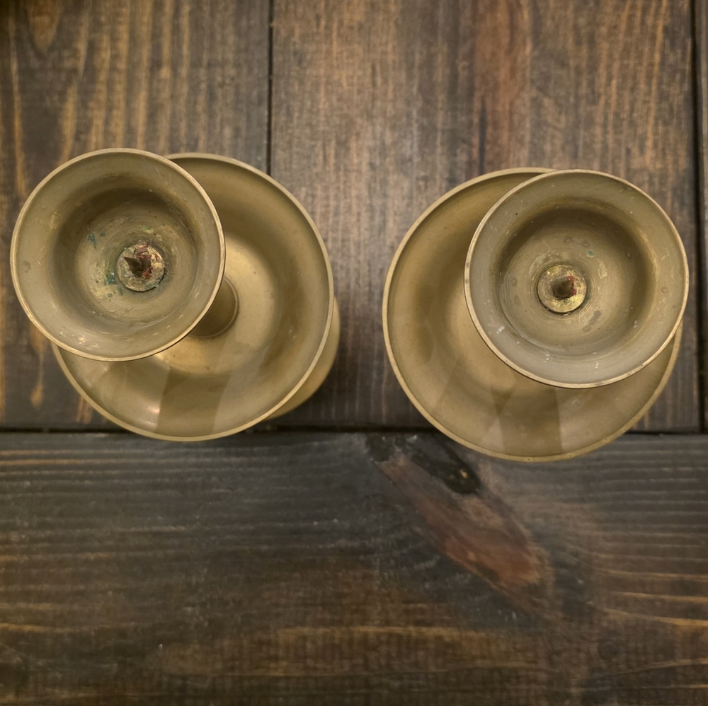 Vintage Pair of Brass Candlesticks Neiman Marcus - Picture 3 of 3